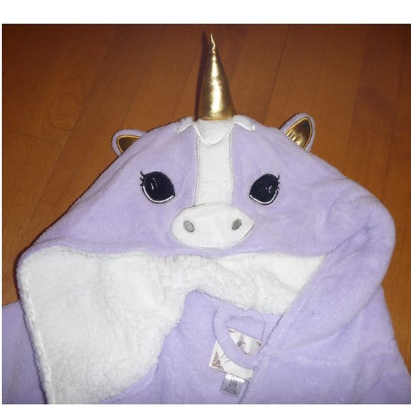 Womens PJ Couture Purple UNICORN Fleece Hooded Bath Robe Size L/XL 1X NWT - Picture 2 of 3